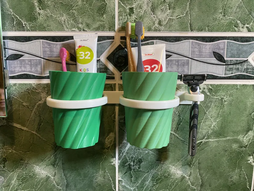 Giá Đựng Ly + Ly Cho Phòng Tắm - Image 1