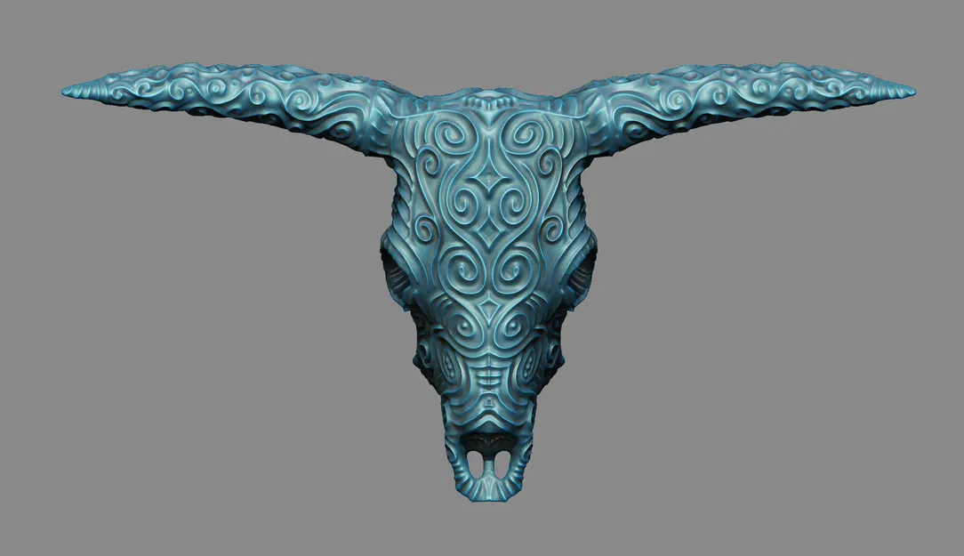 Đầu Lâu Bò Hoa Văn Tinh Xảo - Image 2