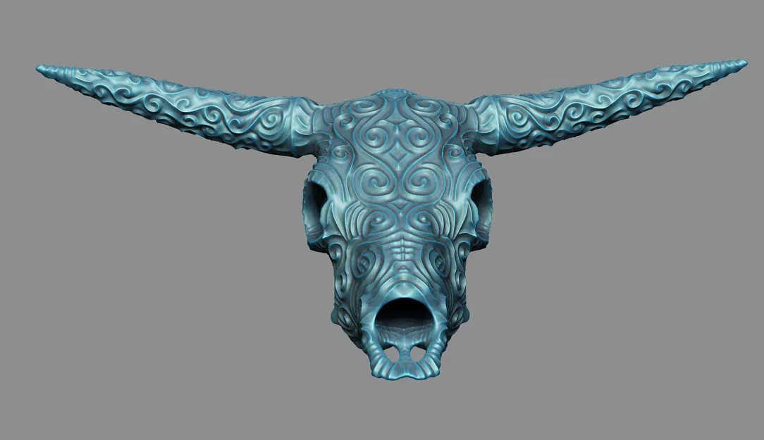 Đầu Lâu Bò Hoa Văn Tinh Xảo - Image 4