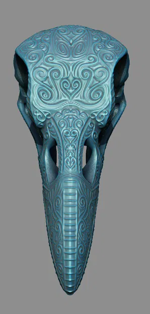 Hộp Sọ Quạ Trang Trí Tinh Xảo Với Hoa Văn Cuộn - Image 2