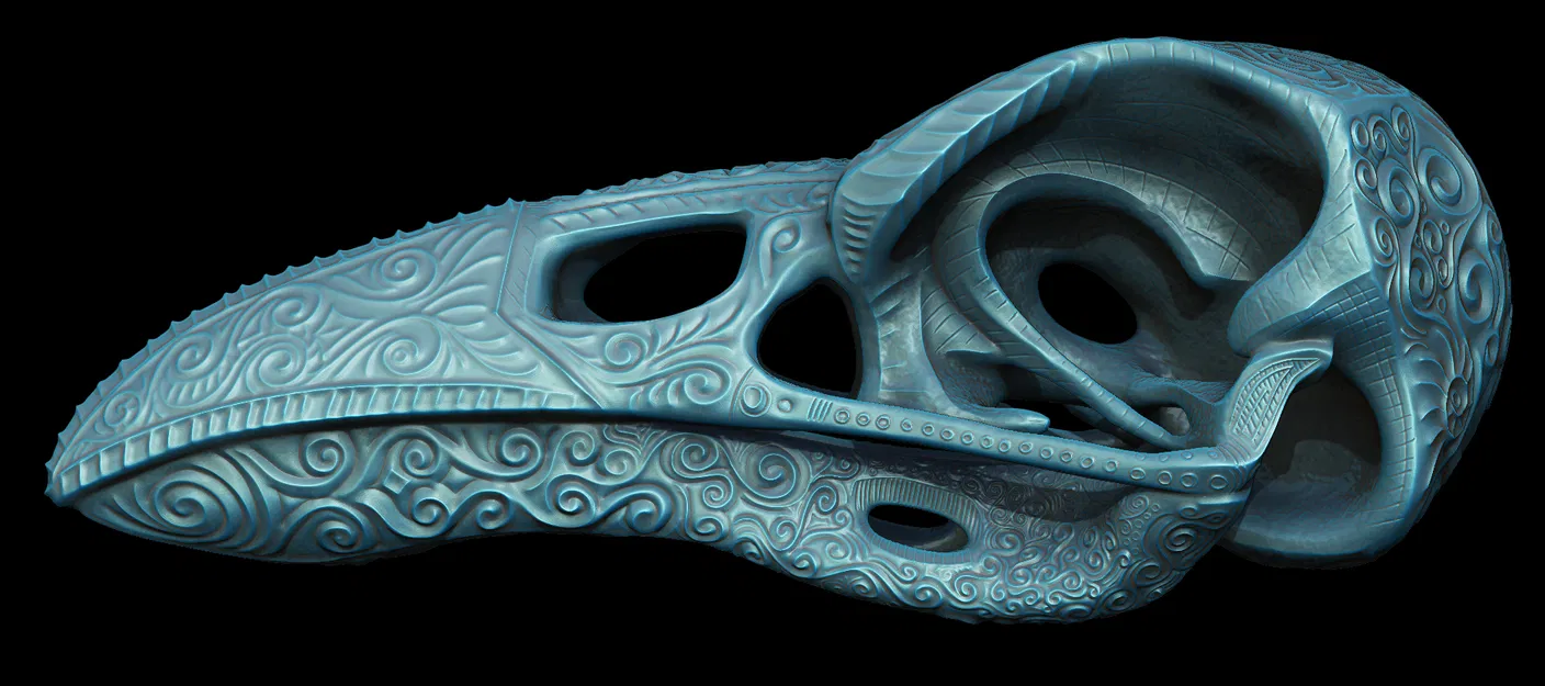 Hộp Sọ Quạ Trang Trí Tinh Xảo Với Hoa Văn Cuộn - Image 3