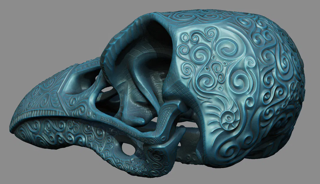 Hộp Sọ Quạ Trang Trí Tinh Xảo Với Hoa Văn Cuộn - Image 5