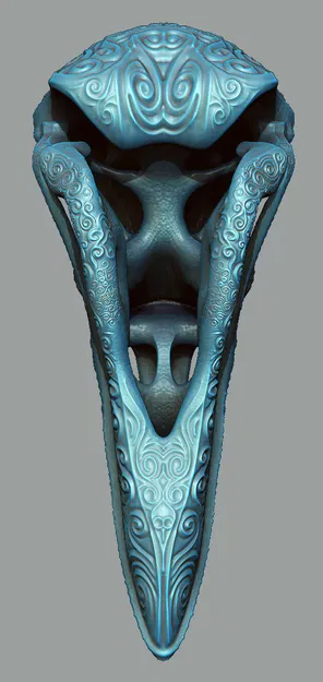 Hộp Sọ Quạ Trang Trí Tinh Xảo Với Hoa Văn Cuộn - Image 6