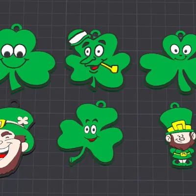 6 Móc khóa/mặt dây chuyền Thánh Patrick assorted - Gói 1