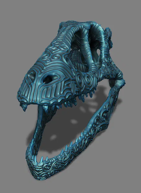 Hộp Sọ Khủng Long Bạo Chúa Có Họa Tiết Hoa Văn Cổ Điển - Image 2