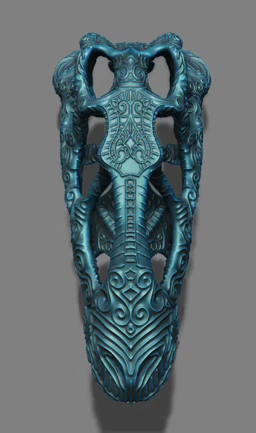 Hộp Sọ Khủng Long Bạo Chúa Có Họa Tiết Hoa Văn Cổ Điển - Image 6