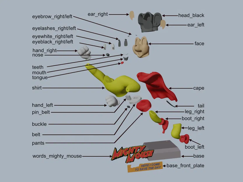 Mô hình 3D Mighty Mouse anh hùng - Image 3