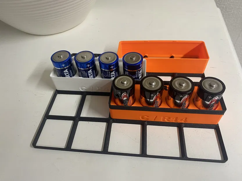 Hộp đựng pin Gridfinity C / R14 / LR14 và miếng đệm - Image 1