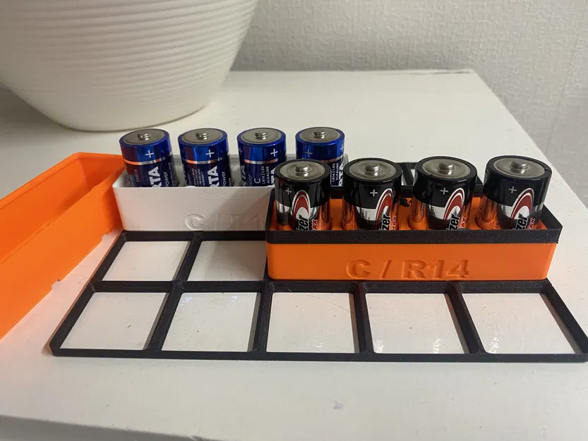 Hộp đựng pin Gridfinity C / R14 / LR14 và miếng đệm - Image 4