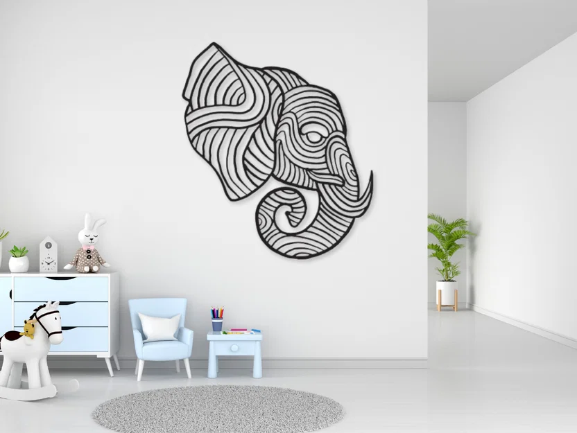 Mẫu Voi Trang Trí Tường 3D - Image 1