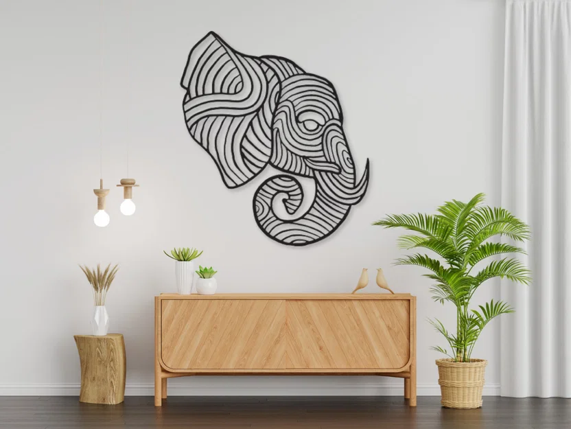 Mẫu Voi Trang Trí Tường 3D - Image 2