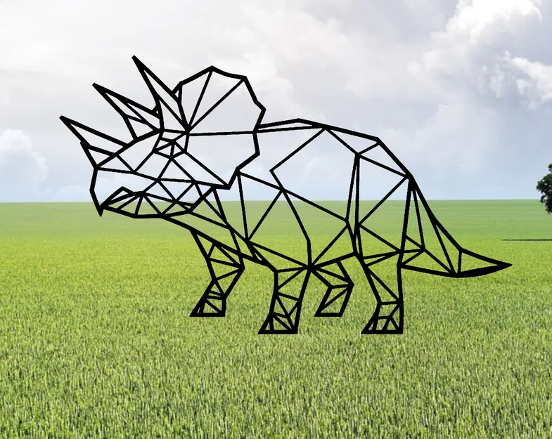 Trang Trí Tường Hình Khủng Long Triceratops Hình Học - Image 1