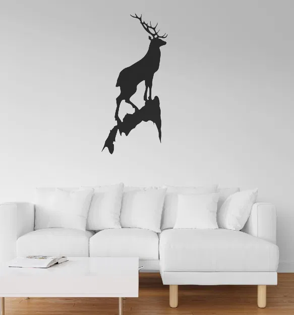 Tranh tường - Hươu trên vách đá - Image 1