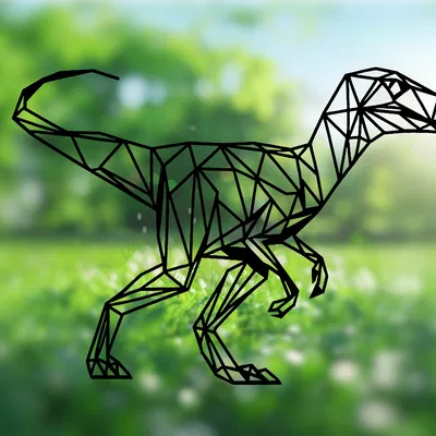 Tranh treo tường khủng long Velociraptor hình học