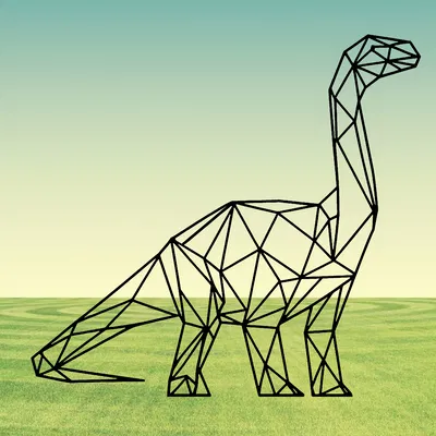 Tranh tường khủng long Diplodocus hình học