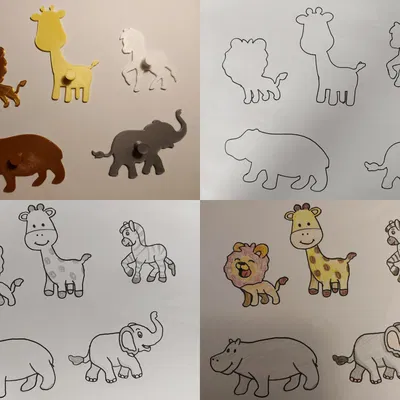 Mẫu động vật hoang dã châu Phi tập vẽ