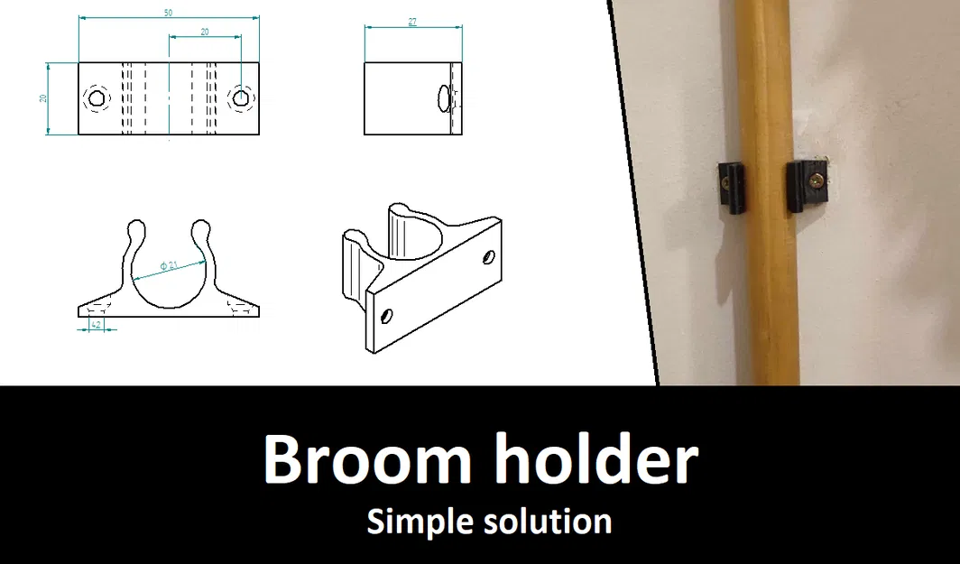 Kẹp Chổi Đơn Giản (Treo Tường, D22) - Image 1