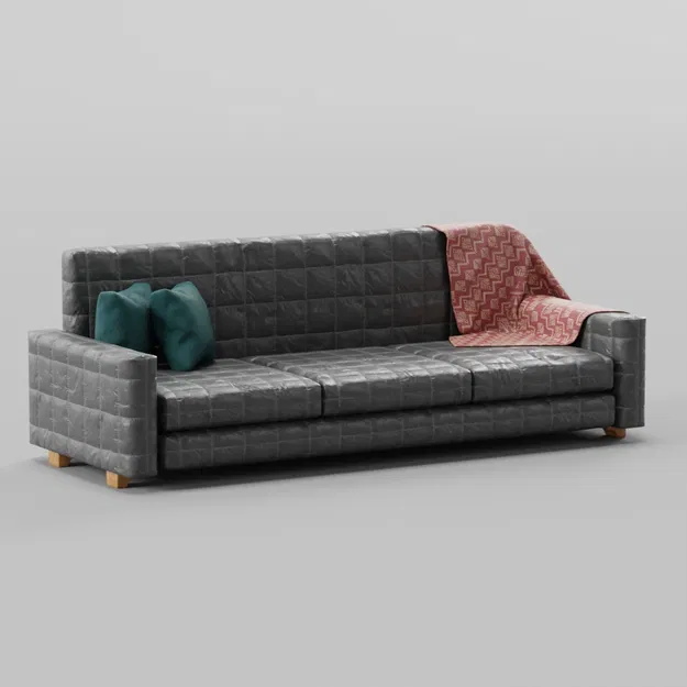 Sofa có hai gối và một mền - Image 1