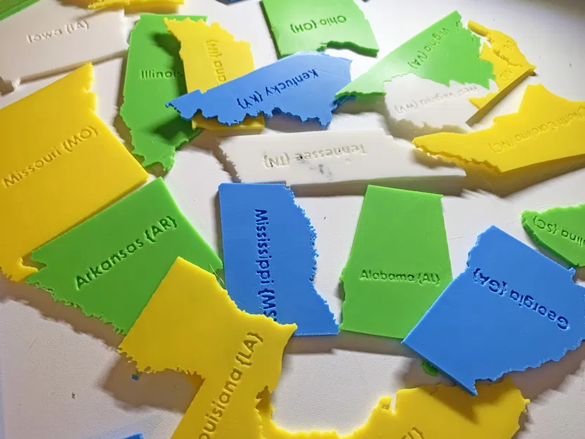 Tên Tiểu Bang Để Dập Nổi Mặt Sau Các Mảnh Ghép Bản Đồ Hoa Kỳ - Image 1