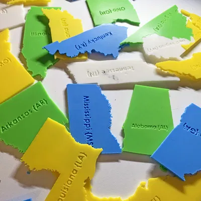 Tên Tiểu Bang Để Dập Nổi Mặt Sau Các Mảnh Ghép Bản Đồ Hoa Kỳ