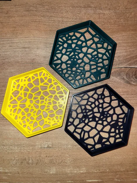 Khay Lục Giác Voronoi Xếp Chồng, 3 Kích Cỡ với 3 Họa Tiết Mỗi Loại - Image 1