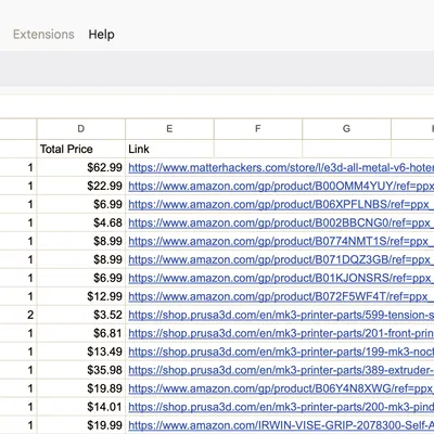 Bộ phận Máy đùn Prusa MK3 2.85/3mm cho Cảm biến Hết Sợi và Sửa lỗi Nhỏ