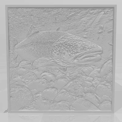 Đèn chao "Cá Hồi & Cá Trout" in litho