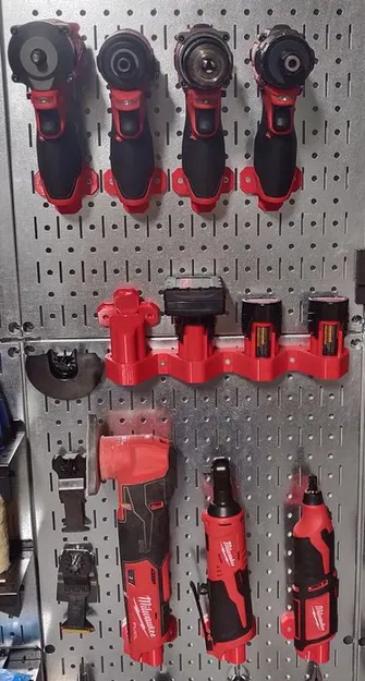 Giá đỡ Dụng cụ & Pin Milwaukee M12 cho Wall Control / Pegboard - Image 2