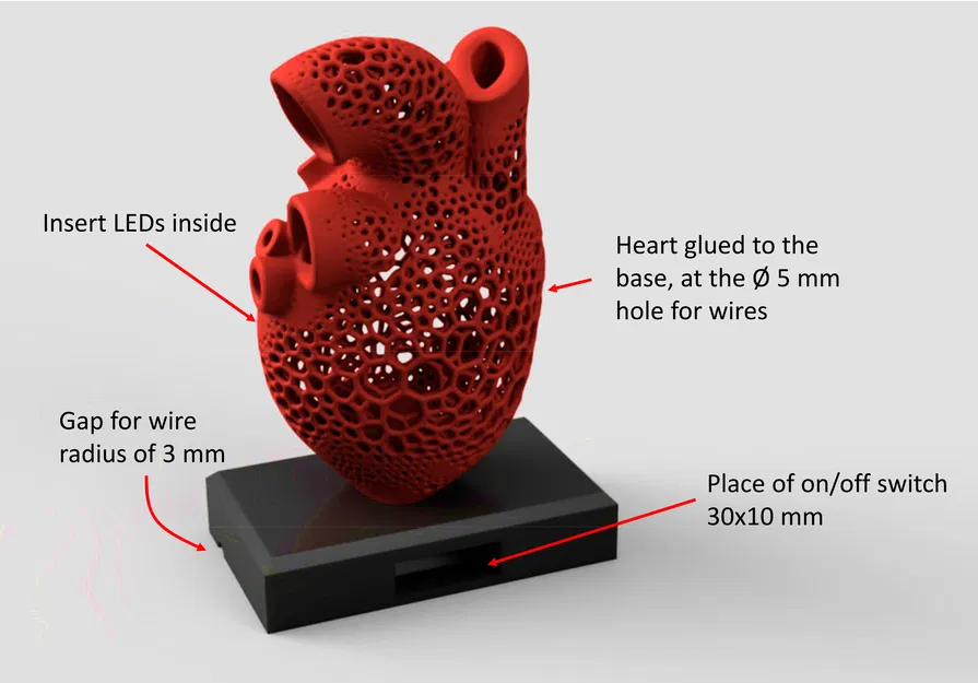 Đèn Ngủ LED Hình Trái Tim Giải Phẫu Họa Tiết Voronoi - Image 2