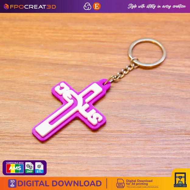 Móc Khóa Chúa Jesus Miễn Phí - STL & Đa Sắc Màu - Image 1