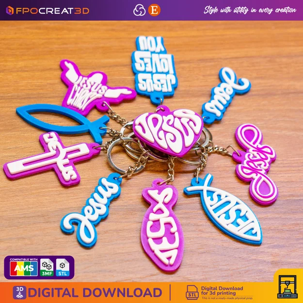 Móc Khóa Chúa Jesus Miễn Phí - STL & Đa Sắc Màu - Image 3