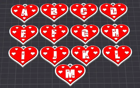 Bộ Chữ Cái Trái Tim Tình Yêu 1/2 - Móc Khóa / Charm Dây Chuyền Valentine - Image 1