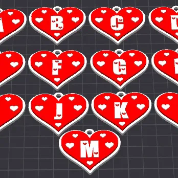 Bộ Chữ Cái Trái Tim Tình Yêu 1/2 - Móc Khóa / Charm Dây Chuyền Valentine