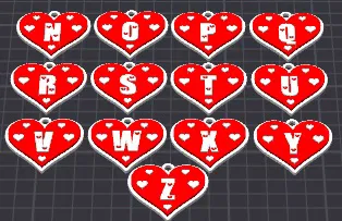 Bộ Chữ Cái Trái Tim Tình Yêu 2/2, Móc Khóa Valentine / Mặt Dây Chuyền - Image 1