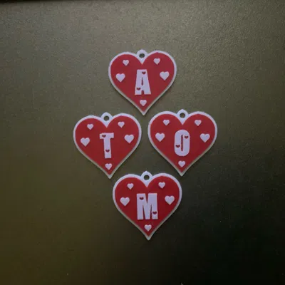 Bộ Chữ Cái Trái Tim Tình Yêu 1/2 - Móc Khóa / Charm Dây Chuyền Valentine