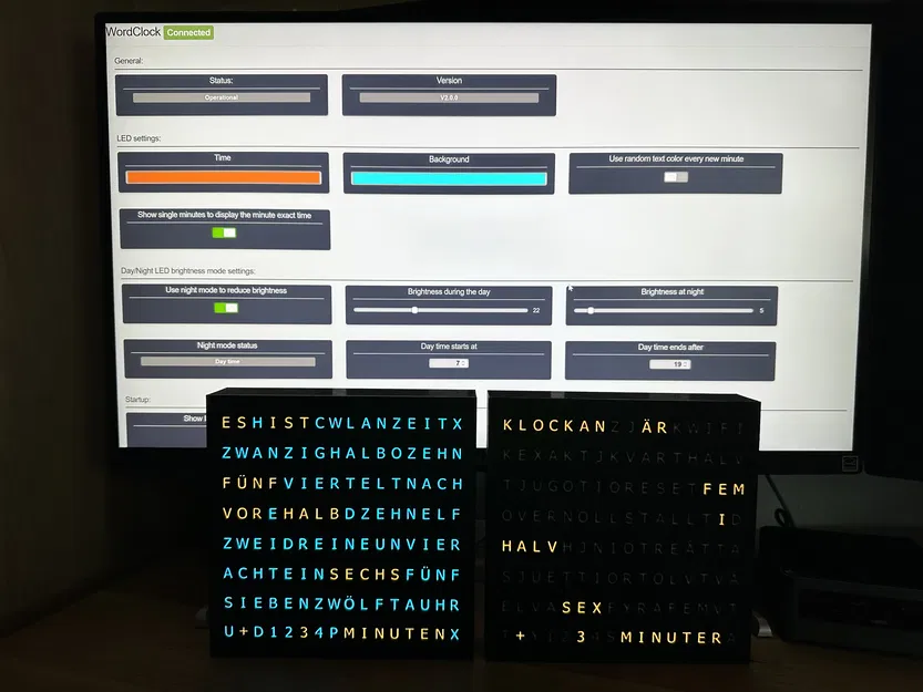 WordClock 16x8 LED matrix (2023-V2) - Image 1
