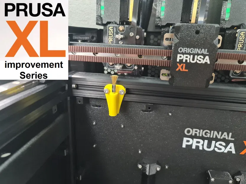 Prusa XL series: Bàn chải vệ sinh đầu phun (CẬP NHẬT: thêm bộ đánh dấu vị trí, 2 bộ hứng mảnh vụn được thiết kế lại) - Image 1