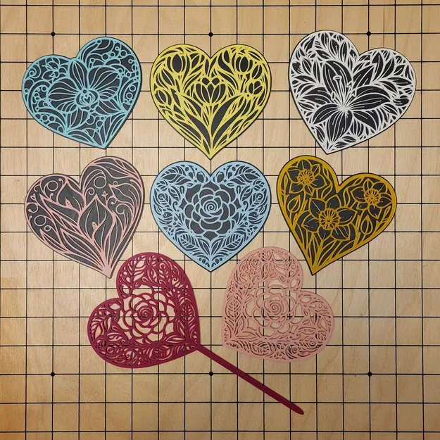 Trái tim trang trí hoa và con vật - Image 6