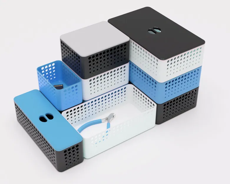 Hệ Thống Giỏ Đựng Có Thể Xếp Chồng Kèm Nắp (Phiên Bản Tròn) - Image 4