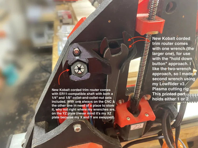 LowRider 3 CNC - Giá đỡ in cho Cờ lê máy phay Kobalt và Bộ đai ốc đầu kẹp ER-11 - Image 2