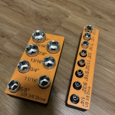 Hộp Đựng Ổ Cắm Ngắn Gridfinity Tekton 3/8" 1/4"-1"