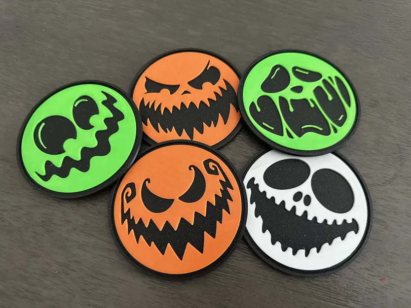 Set Đế Lót Ly Halloween Mặt Nạ Bí Ngô Đáng Sợ - Image 1