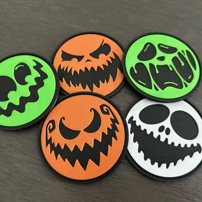 Set Đế Lót Ly Halloween Mặt Nạ Bí Ngô Đáng Sợ