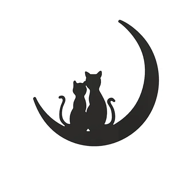 Tranh Treo Tường 2 Con Mèo Ngồi Trên Mặt Trăng - Image 1