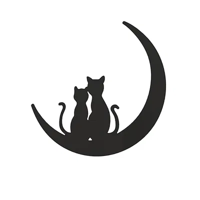 Tranh Treo Tường 2 Con Mèo Ngồi Trên Mặt Trăng