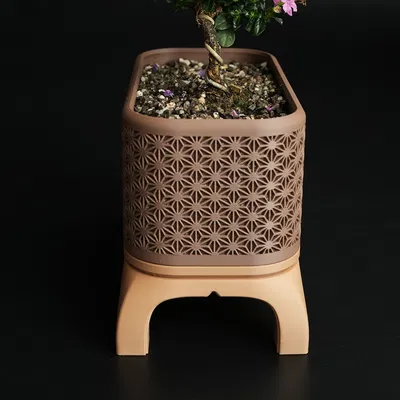 Chậu Cây Bonsai Kumiko Có Chân (Chữ Nhật)