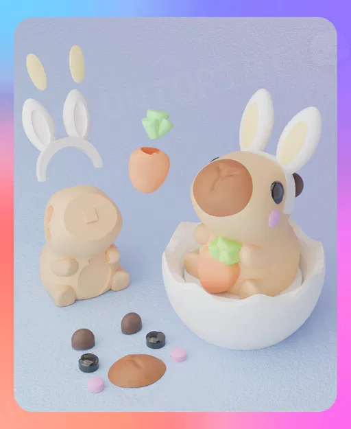 Móc Khóa & Clicker Tai Thỏ Capybara (Tách Rời) - Image 1