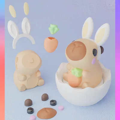 Móc Khóa & Clicker Tai Thỏ Capybara (Tách Rời)