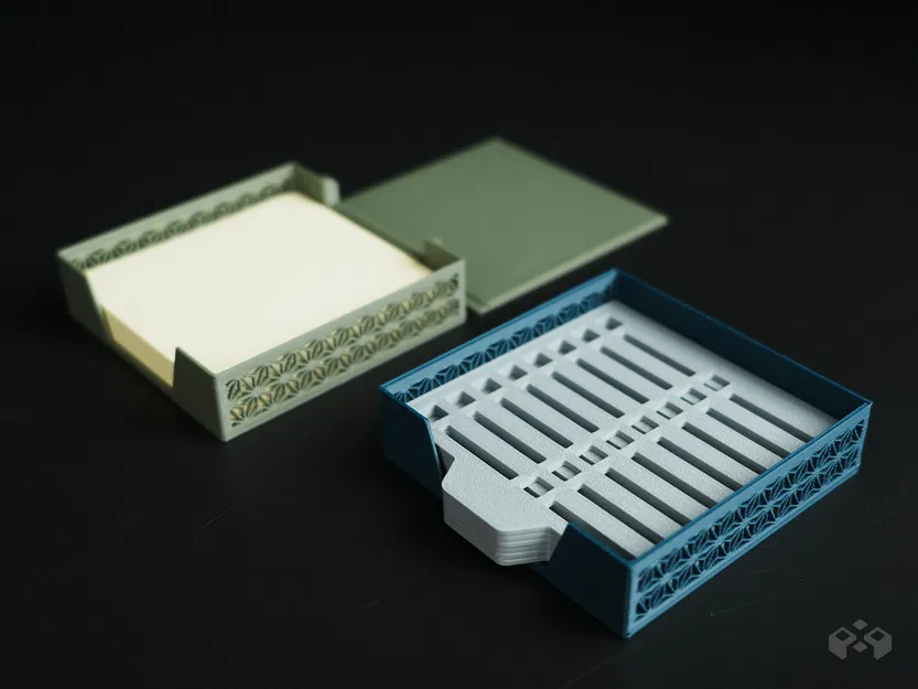 Khay Đựng Giấy Ghi Chú Kumiko Kèm 8 Mẫu Vẽ - Image 2