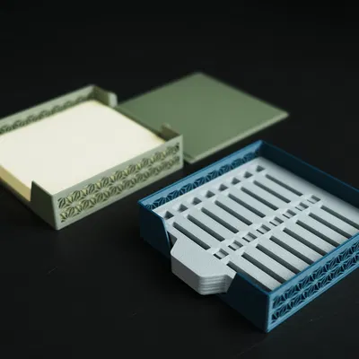 Khay Đựng Giấy Ghi Chú Kumiko Kèm 8 Mẫu Vẽ